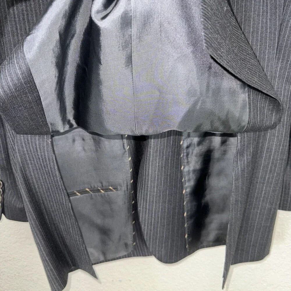 John Varvatos Blazer Mens 40 Sht wool Star USA Blue Striped Sports Coat Business